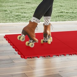 Harjoittelulattialaatat polypropeeni 315x315 mm 8 kappaletta punainen jääkiekon kuivaharjoitteluun