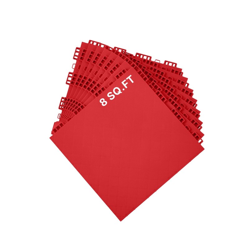 Harjoittelulattialaatat polypropeeni 315x315 mm 8 kappaletta punainen jääkiekon kuivaharjoitteluun