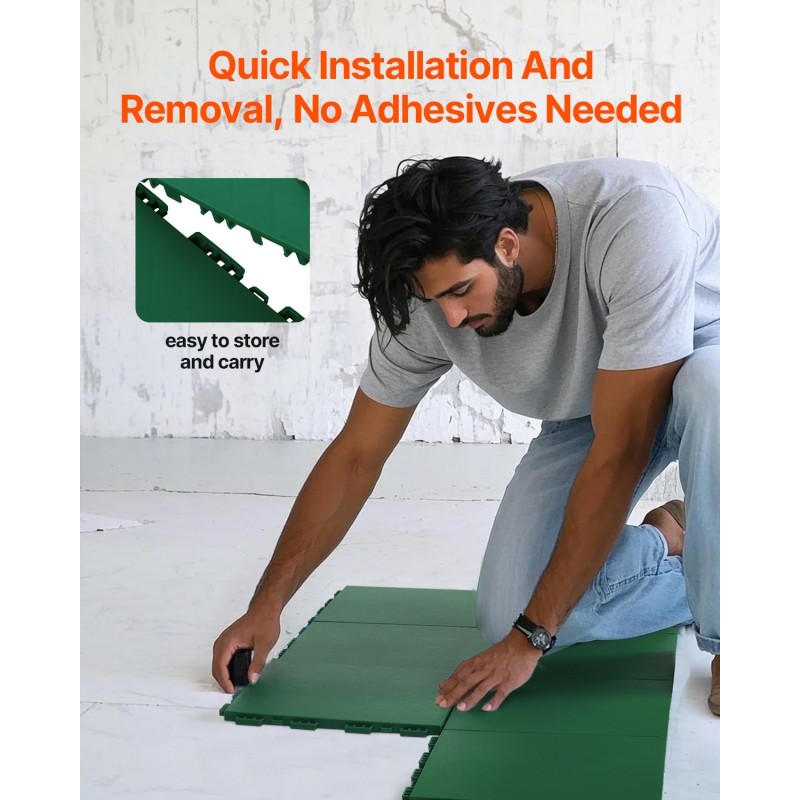 Toisiinsa lukkiutuvat PP-muoviset harjoituslattialaatat 8 kpl 315 x 315 mm vihreät jääkiekko