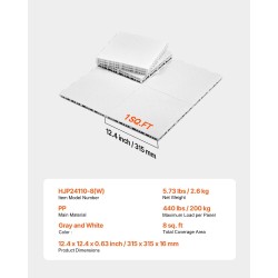 Kuivatilajääkiekkolaatat PP-muovi 315 x 315 mm 8 kpl harjoitteluun harmaa valkoinen