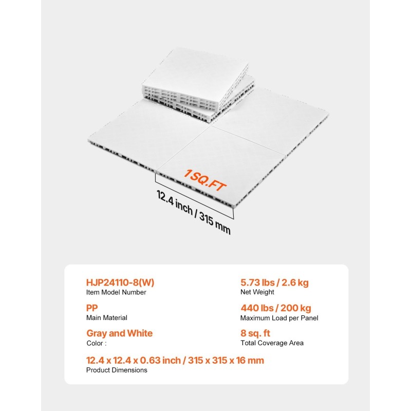 Kuivatilajääkiekkolaatat PP-muovi 315 x 315 mm 8 kpl harjoitteluun harmaa valkoinen