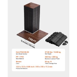 Lukittuvat muoviset tanssilattialaatat pehmustettu pohja 315x315 mm 52 kpl tammi