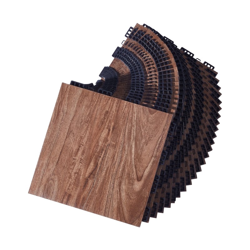 Lukittuvat muoviset tanssilattialaatat pehmustettu pohja 315x315 mm 52 kpl tammi