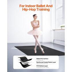 Tanssi- ja joogamatto polyvinyylikloridi 200 x 100 cm 1,5 mm säilytyslaukulla