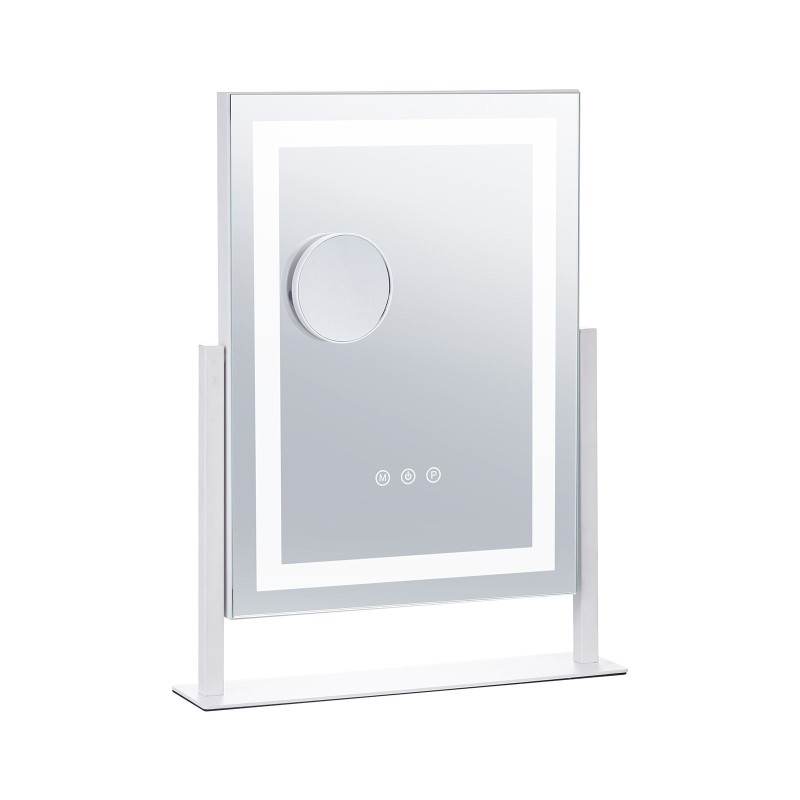Valaistu meikkipeili viisinkertainen suurennos kolme valonsävyä kosketusohjaus täysin kääntyvä valkoinen