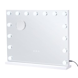 Meikkipeili LED valoilla 5x suurennuslinssi kosketussäädettävä 58x46 cm valkoinen pöytä ja seinäkiinnitys