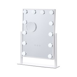 Meikkipeili 12 himmennettävää LED lamppua 3 värilämpötilaa irrotettava 5 kertainen suurennus 360 asteen kääntö