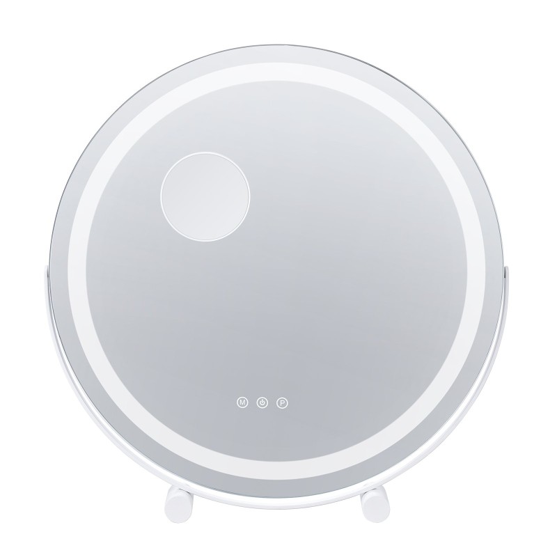 Pyöreä valaistu 20 tuuman meikkipeili 5-kertainen suurennos kolme värilämpötilaa kosketussäätö