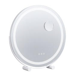Pyöreä valaistu 20 tuuman meikkipeili 5-kertainen suurennos kolme värilämpötilaa kosketussäätö