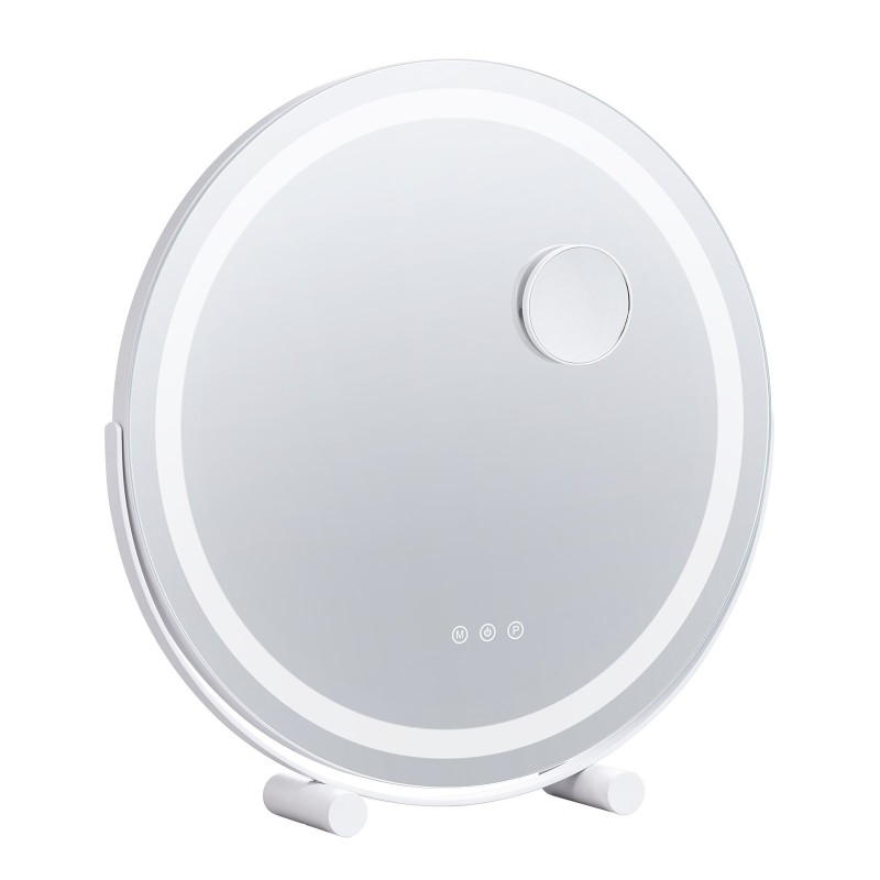 Pyöreä valaistu 20 tuuman meikkipeili 5-kertainen suurennos kolme värilämpötilaa kosketussäätö