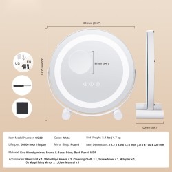 Meikkipeili 12-tuumainen pyöreä LED valkoinen 5X-suurennos 3 värilämpötilaa kosketusohjaus 360-asteinen kääntyvä