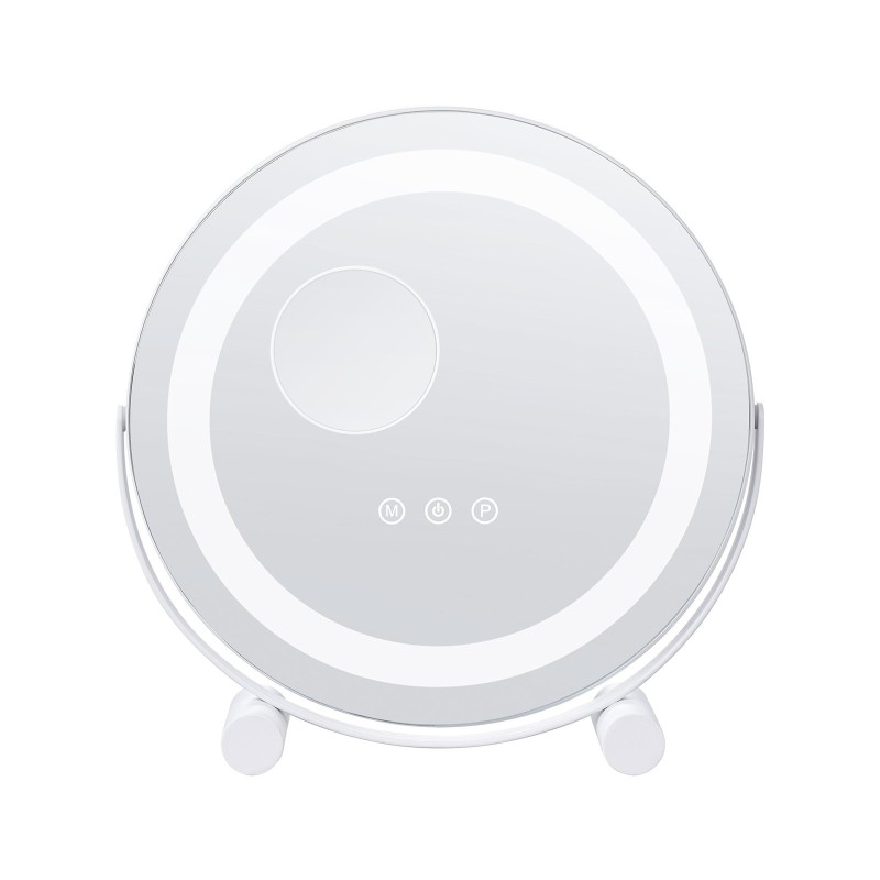 Meikkipeili 12-tuumainen pyöreä LED valkoinen 5X-suurennos 3 värilämpötilaa kosketusohjaus 360-asteinen kääntyvä