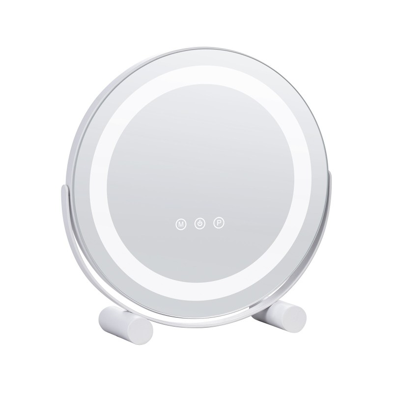 Meikkipeili 12-tuumainen pyöreä LED valkoinen 5X-suurennos 3 värilämpötilaa kosketusohjaus 360-asteinen kääntyvä