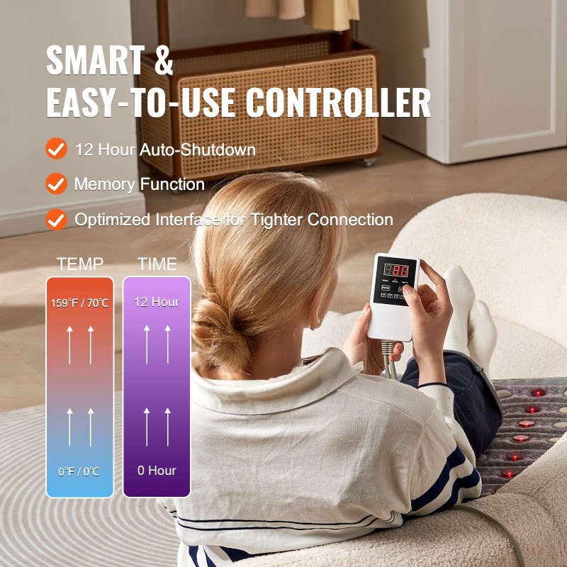 Lämmitysalusta kaukoinfrapunalämmitteinen punaisella fotonivalolla ametisti, jade ja turmaliinikivillä 820 x 520 mm