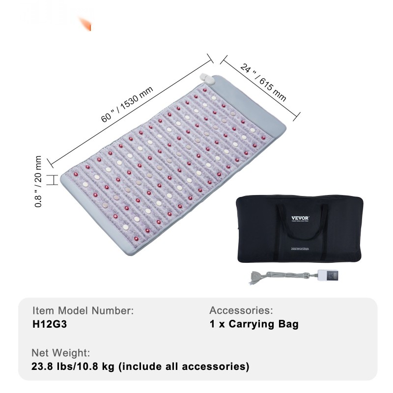 Ametistilämpöalusta 1530x615 mm jade turmaliini kauko-infrapuna 660nm punavalo negatiiviset ionit