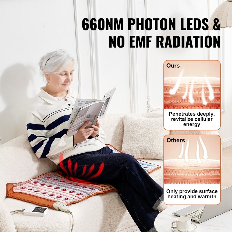 Kaukoinfrapunalämpömatto 104×51 cm 5 jalokiveä 660 nanometrin punavalo