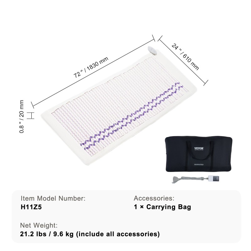 Ametistilämpömatto kaukoinfrapunasäteilyllä luonnonkivillä 1830 x 610 mm
