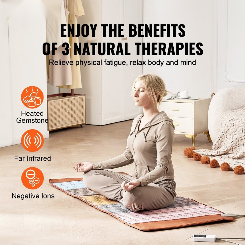 Koko kehon lämmitettävä matto 5 luonnollista kristallia 170×69 cm