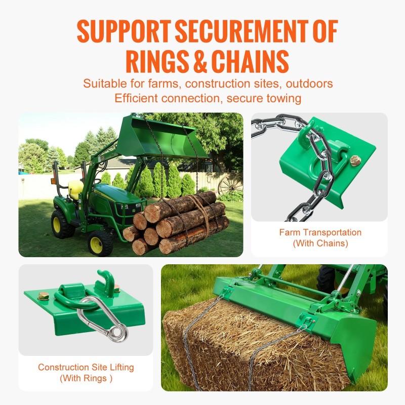 Traktorin kauhan 5/16-tuumainen G70 taottu tartuntakoukku D-renkaalla 2 kpl pultattava