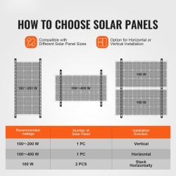 Aurinkopaneelikiinnikkeet alumiiniseos 45 tuumaa 2 sarjaa säädettävät 0–90 asteen 100–400 watin