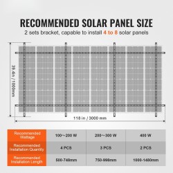 Maakiinnikesarja aurinkopaneeleille hiiliteräs kaksi sarjaa 4–8 aurinkopaneelia säädettävä 30–60 asteen kallistus