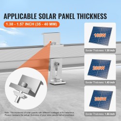 Aurinkopaneelien alumiinikiinnityssarja 10 kiskoa 100 mm 4 pääkiinnikettä 6 välikiinnikettä 35–40 mm