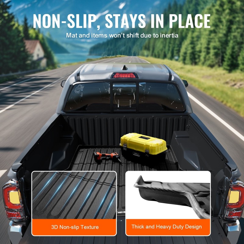 Kuormatilan matto TPE 5 ft lavalle Toyota Tacoma 2005–2023 liukumaton musta