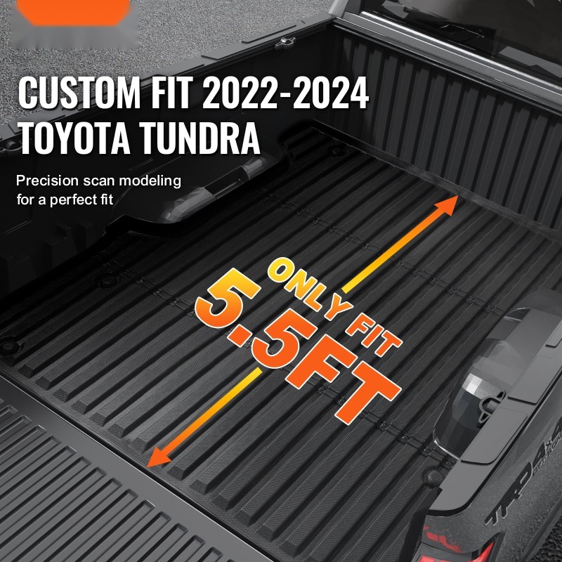 Lavamatto TPE-muovinen liukumista estävä pintakuvio Toyota Tundra 2022–2024 5.5 ft musta