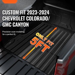Lavamatto TPE-materiaalia 5FT-lavalle yhteensopiva 2023–2024 Chevrolet Colorado ja GMC Canyon