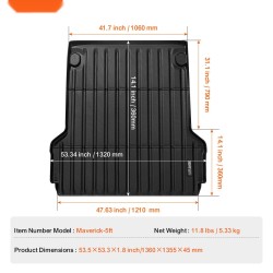 Kuormatilan matto paksusta termoplastisesta elastomeerista Ford Maverick 2022–2024 5 jalan lavalle