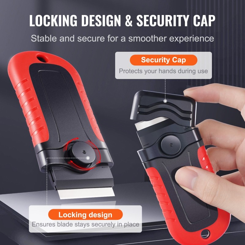 Teräkaavin muovikahva ABS TPE lukittava 15 hiiliterää ja POM varaterä