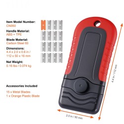 Teräkaavin muovikahva ABS TPE lukittava 15 hiiliterää ja POM varaterä