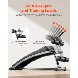 Vatsalihaspenkki hiiliteräsrunko 272 kg 6-portainen korkeussäätö kaareva selkänoja käänteinen kahva