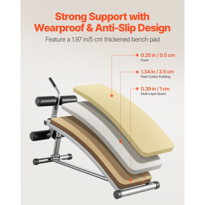 Vatsalihaspenkki hiiliteräsrunko 272 kg 6-portainen korkeussäätö kaareva selkänoja käänteinen kahva