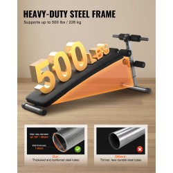 Vatsalihaspenkki taitettava teräsrunko 5 korkeussäätöä säädettävä jalkatuki 226 kg