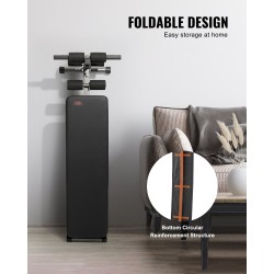 Vatsalihaspenkki taitettava teräsrunko 5 korkeussäätöä säädettävä jalkatuki 226 kg