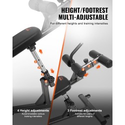 Monikäyttöinen kotikuntopenkki hiiliteräsrunko 4-portainen korkeussäätö säädettävä jalkatuki 453 kg kantavuus