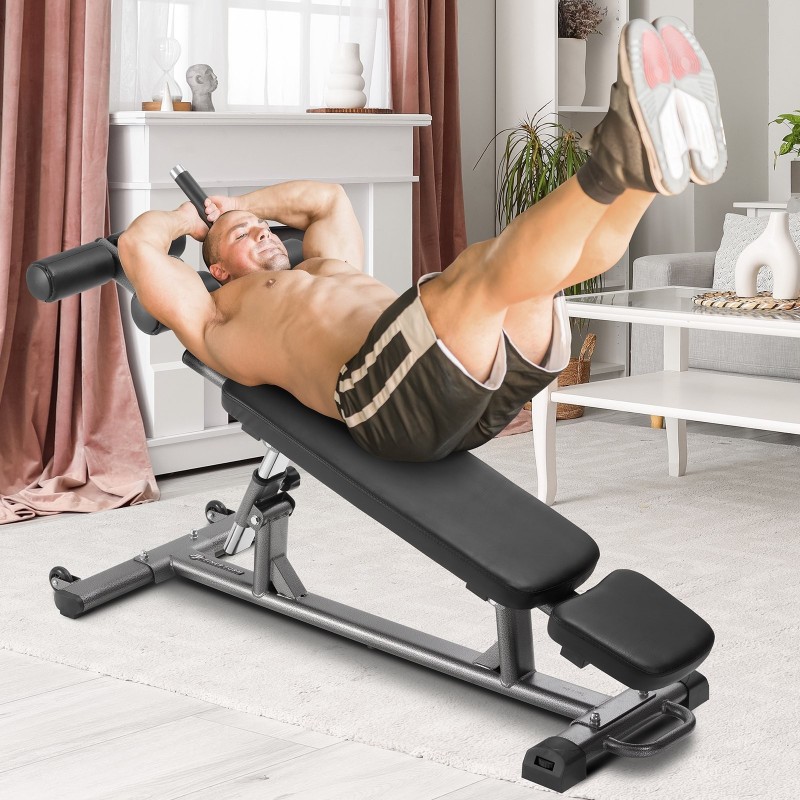 Monikäyttöinen kotikuntopenkki hiiliteräsrunko 4-portainen korkeussäätö säädettävä jalkatuki 453 kg kantavuus