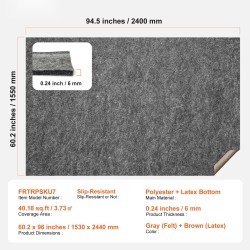 Mattoalusta kaksipuolinen polyesterihuopa lateksipohja 153 x 244 cm 6 mm liukuestopinta