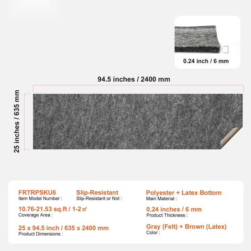 Liukuestematto polyesterihuopa lateksipohja 1,52 m² 6 mm