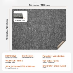 Mattoalusta polyesterihuopa ja lateksi 2750 x 3660 mm 6 mm liukuestolla