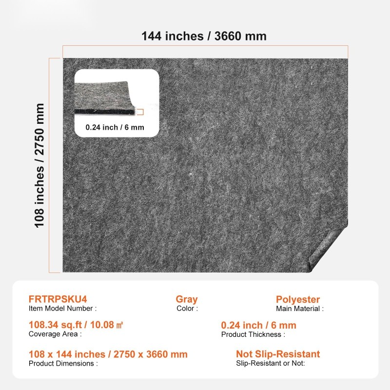 Maton aluspehmuste polyesterihuopa 6 mm 10,08 neliömetriä harmaa