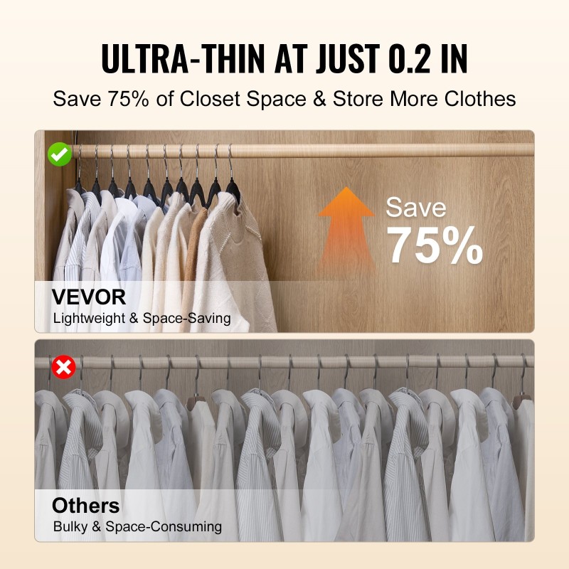 Samettihenkarit 50 kpl musta 5 kg kantavuus 360 asteen kääntyvä koukku