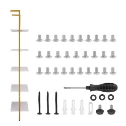 Tikashylly 5-tasoinen metallirunkoinen seinään kiinnitettävä lastulevyhyllyillä 640x300x1825 mm