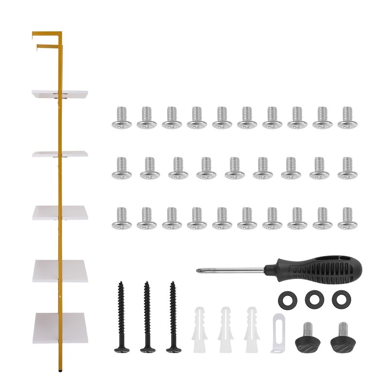 Tikashylly 5-tasoinen metallirunkoinen seinään kiinnitettävä lastulevyhyllyillä 640x300x1825 mm