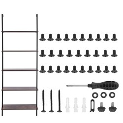 Seinään kiinnitettävä metallinen tikashylly viisi tasoa 640 x 300 x 1825 mm