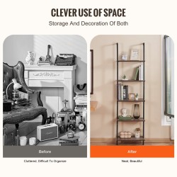 Tikashylly seinään kiinnitettävä 5-tasoinen teräsrunko P2-lastulevy 480x300x1780 mm