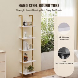 Seinään kiinnitettävä tikashylly teräsrunko valkoiset lastulevyhyllyt 5 tasoa 400x300x1780 mm