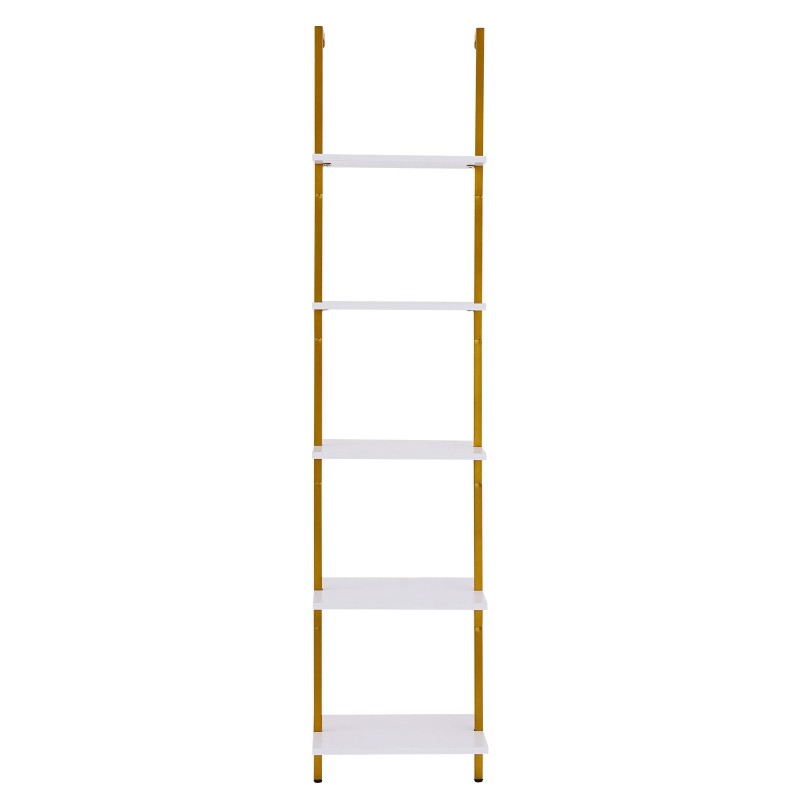 Seinään kiinnitettävä tikashylly teräsrunko valkoiset lastulevyhyllyt 5 tasoa 400x300x1780 mm