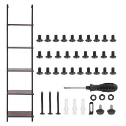 Seinään kiinnitettävä viisitasoinen tikashylly metallirunko puulevyt ripustustanko